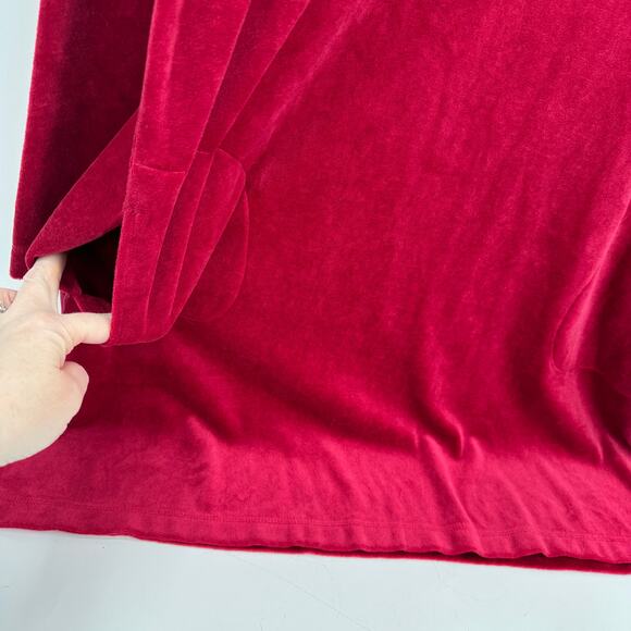 J Jill Velvet Dress Womens Large Red Pure Jill Pullover Tunic + Pockets Comfy - Picture 6 of 9